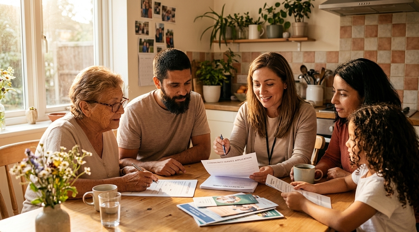 A family meeting with a community navigator