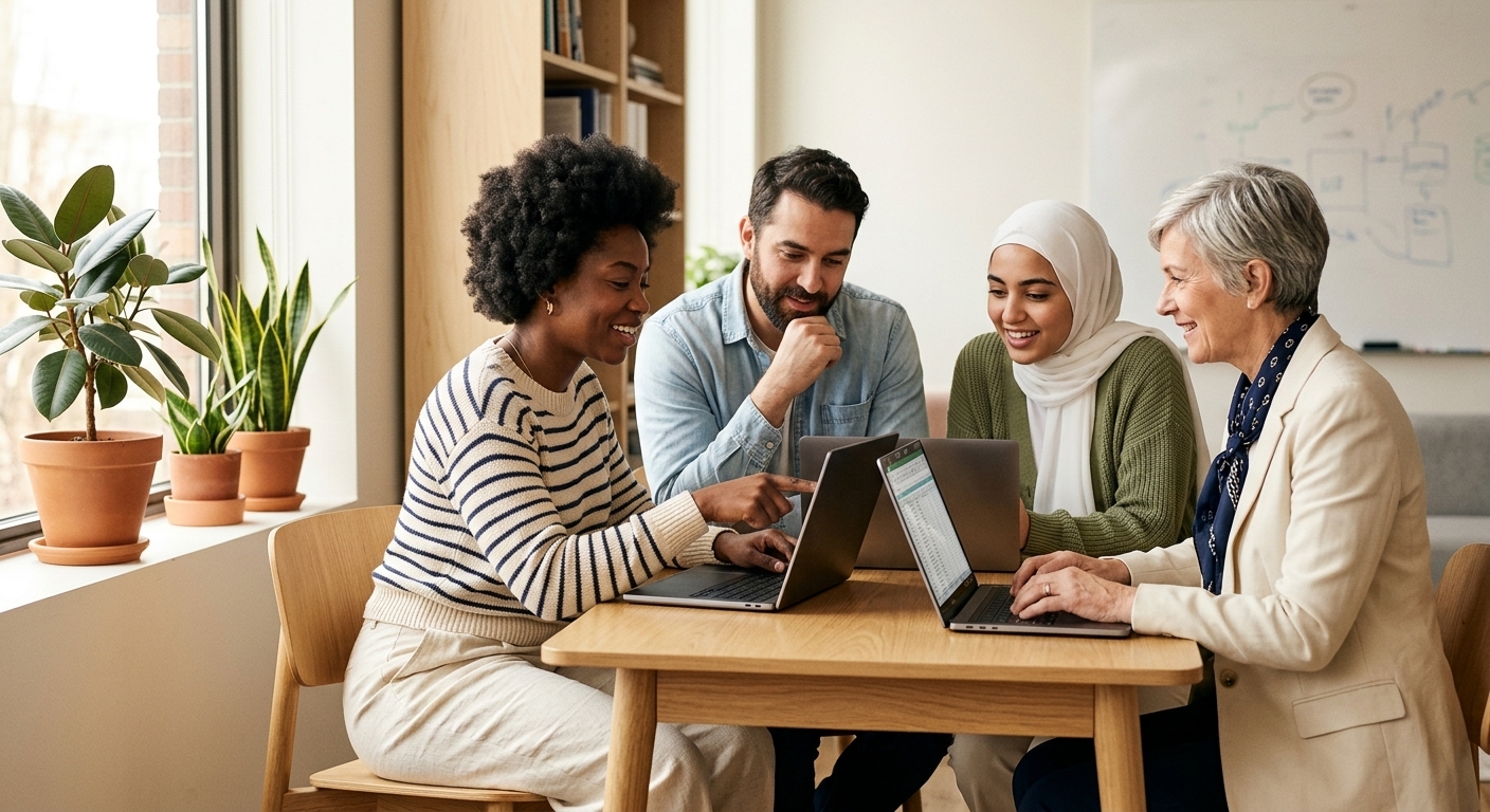 Community partners collaborating on benefits access